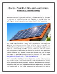 How Can I Power Small Home appliances in my own Home Using Solar Technology.pdf
